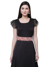 Faux Silk Embellished Wide Belt